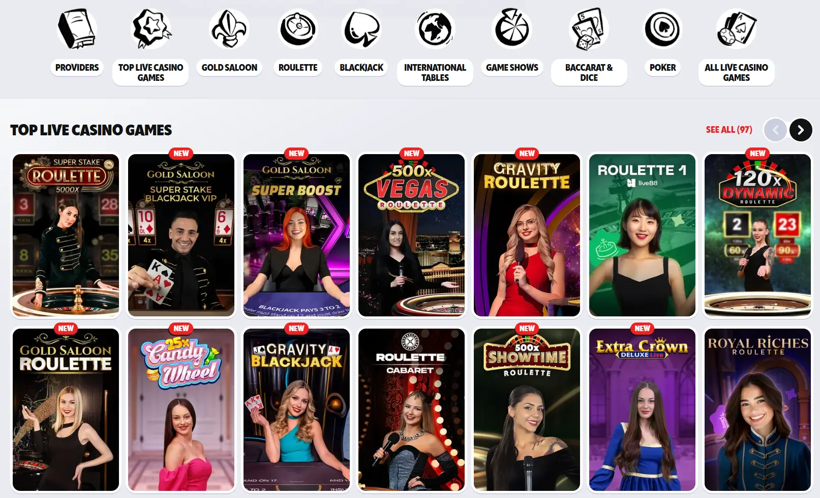 Supabet Casino ζωντανά παιχνίδια καζίνο, ρουλέτα και μπλακτζάκ επιλογές.